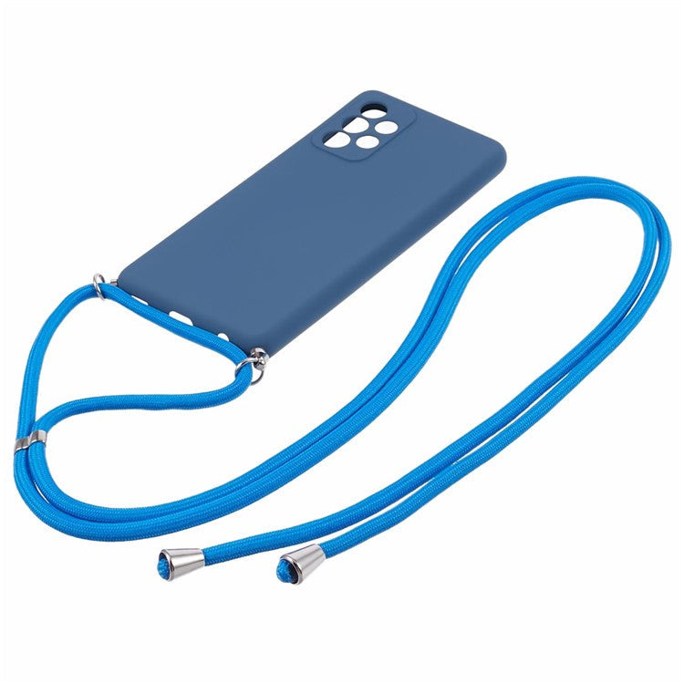 For Samsung Galaxy A52 4G / 5G / A52s 5G Case Precise Cutout TPU Cover with Long Lanyard - Sapphire