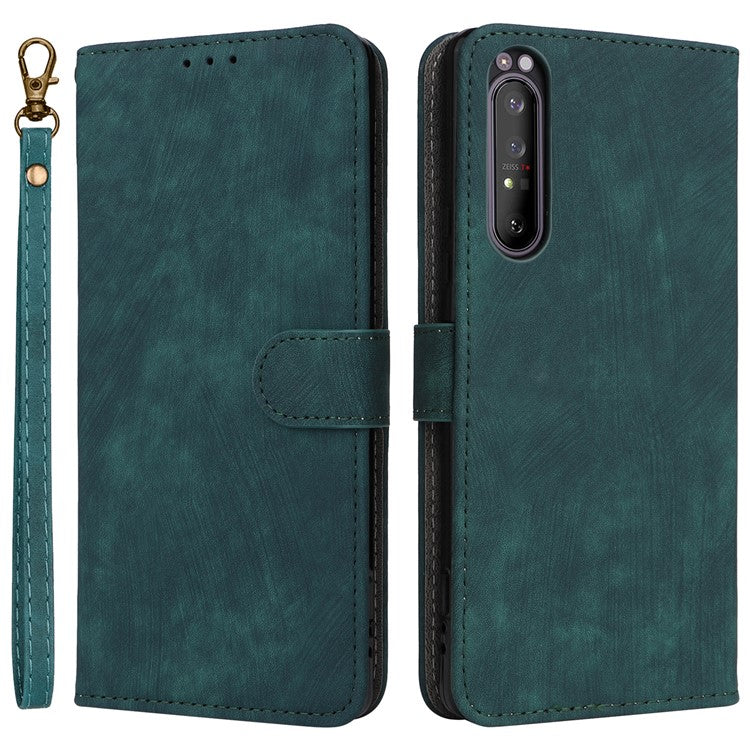 For Sony Xperia 1 II Case RFID Blocking Wallet Phone Stand Cover with Strap - Green