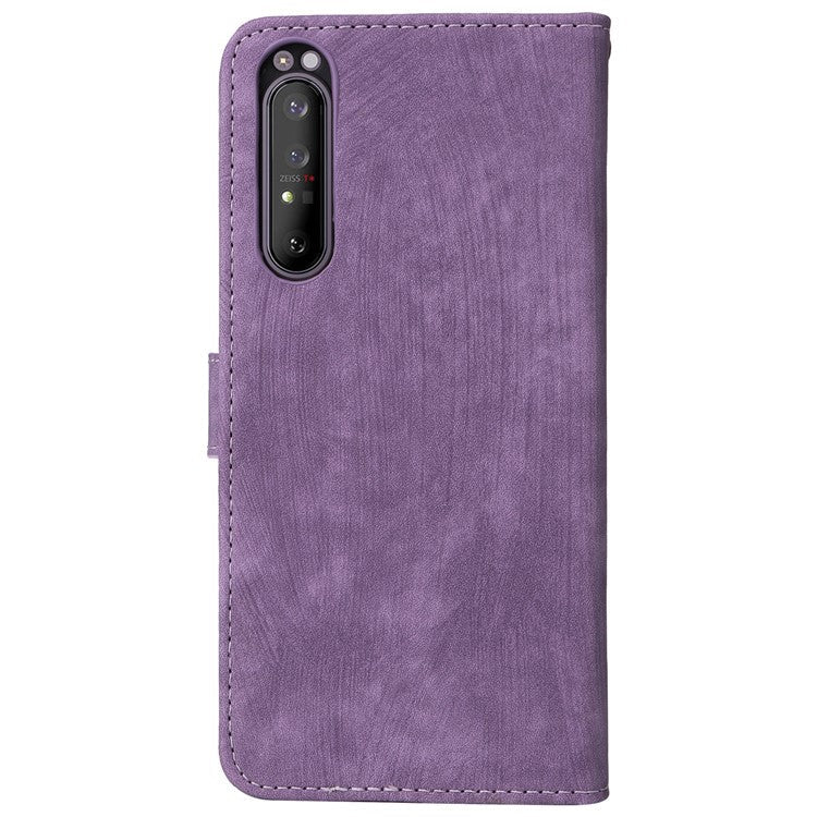 For Sony Xperia 1 II Case RFID Blocking Wallet Phone Stand Cover with Strap - Purple