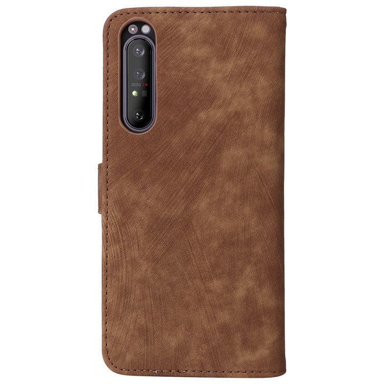 For Sony Xperia 1 II Case RFID Blocking Wallet Phone Stand Cover with Strap - Brown