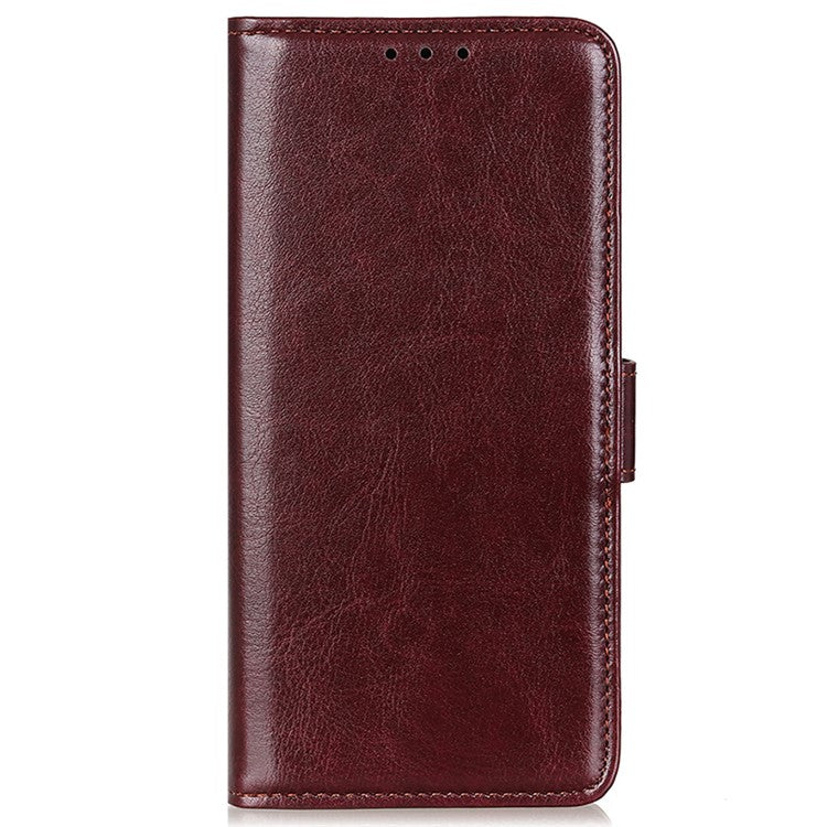 For Samsung Galaxy S25+ / S24+ Case Crazy Horse Texture Phone Cover PU Leather Wallet Magnetic Shell - Brown