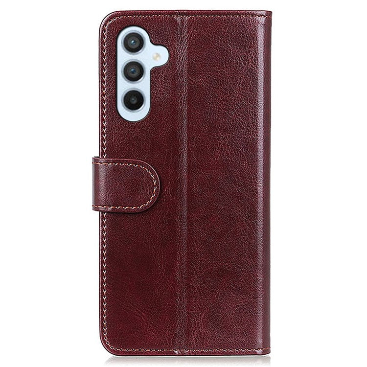 For Samsung Galaxy S25+ / S24+ Case Crazy Horse Texture Phone Cover PU Leather Wallet Magnetic Shell - Brown