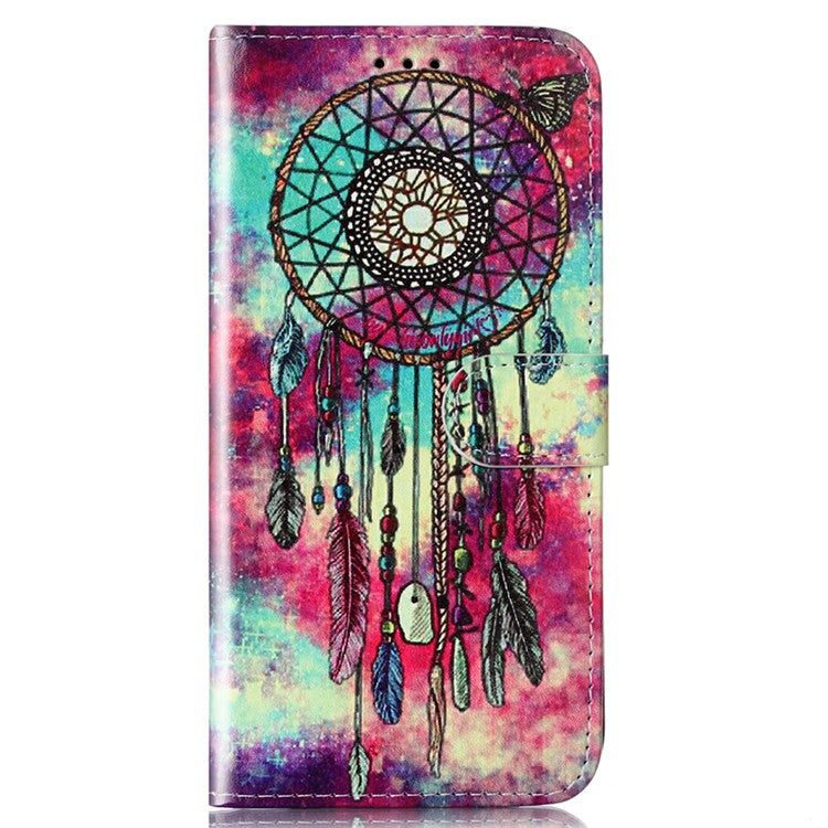 For Samsung Galaxy S24 Ultra Case Pattern Printing Leather Phone Protective Cover - Green Wind Chime