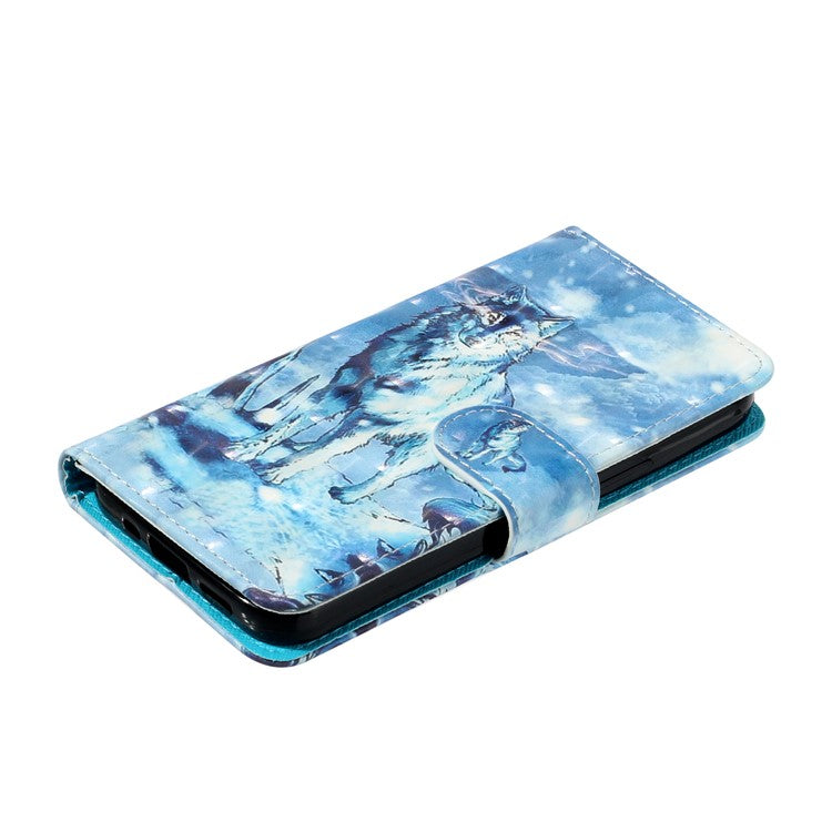 For Samsung Galaxy A15 5G Cover 3D Pattern Print Flip Stand Leather Phone Case - Snow Wolf