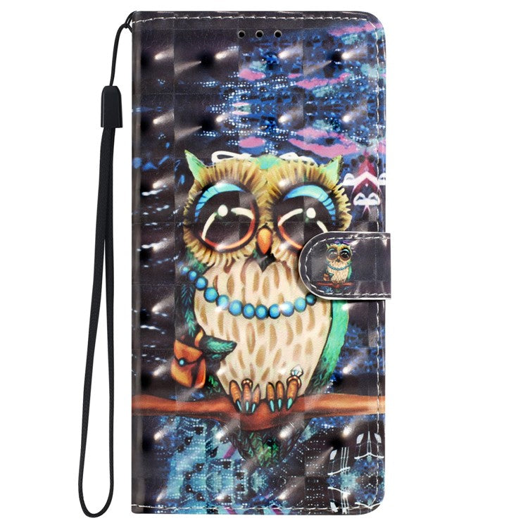 For Oppo A54 5G / A74 5G / A93 5G Case PU Leather 3D Pattern Wallet Phone Cover - Owl
