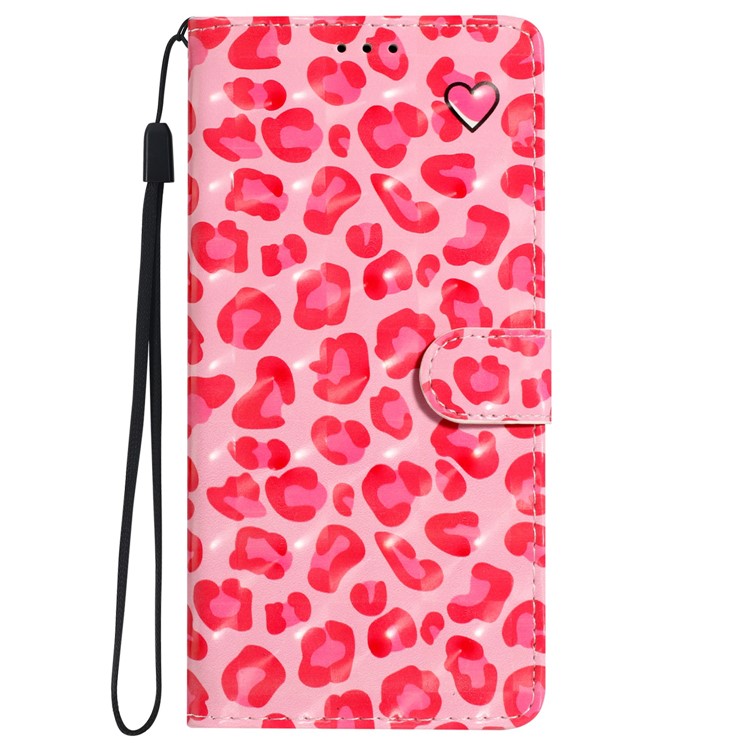 For Oppo A54 5G / A74 5G / A93 5G Case PU Leather 3D Pattern Wallet Phone Cover - Pink Leopard Print