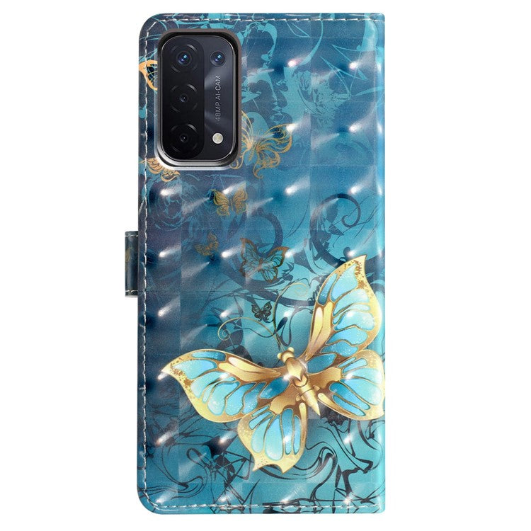 For Oppo A54 5G / A74 5G / A93 5G Case PU Leather 3D Pattern Wallet Phone Cover - Butterfly