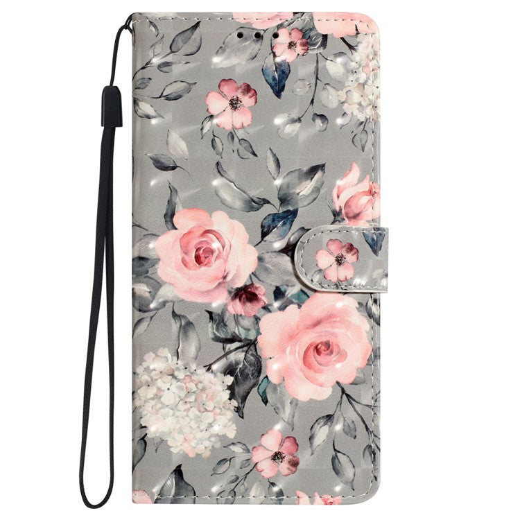 For Oppo A54 5G / A74 5G / A93 5G Case PU Leather 3D Pattern Wallet Phone Cover - Flowers