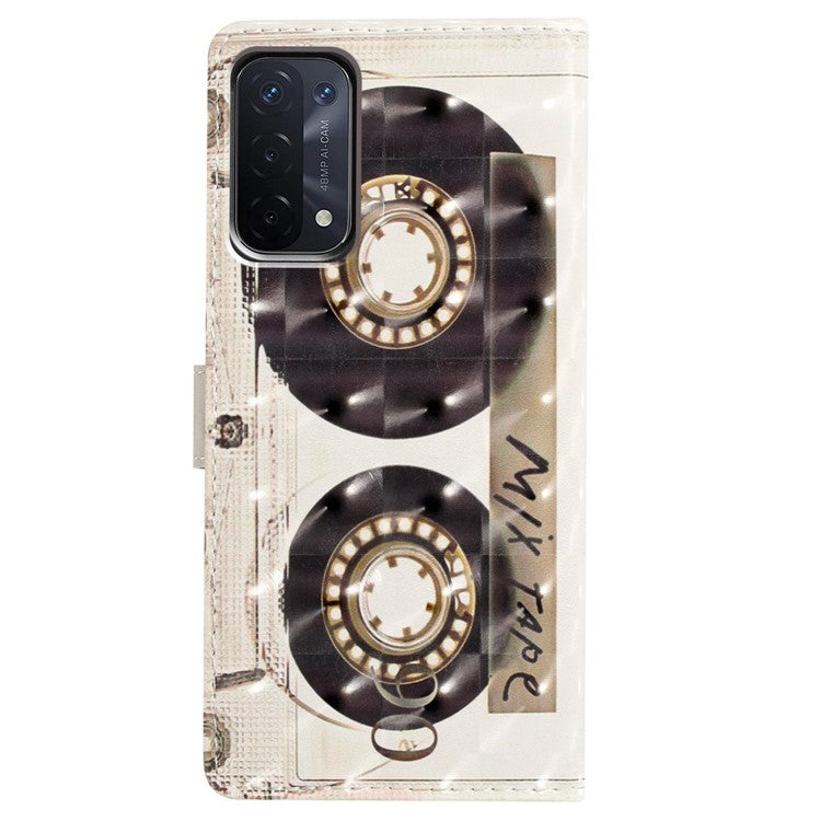For Oppo A54 5G / A74 5G / A93 5G Case PU Leather 3D Pattern Wallet Phone Cover - Tape