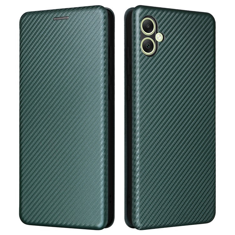 For Samsung Galaxy A05 4G Case Carbon Fiber Texture Leather Phone Cover - Green