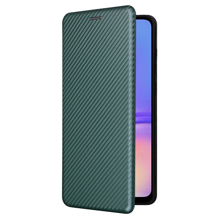 For Samsung Galaxy A05 4G Case Carbon Fiber Texture Leather Phone Cover - Green