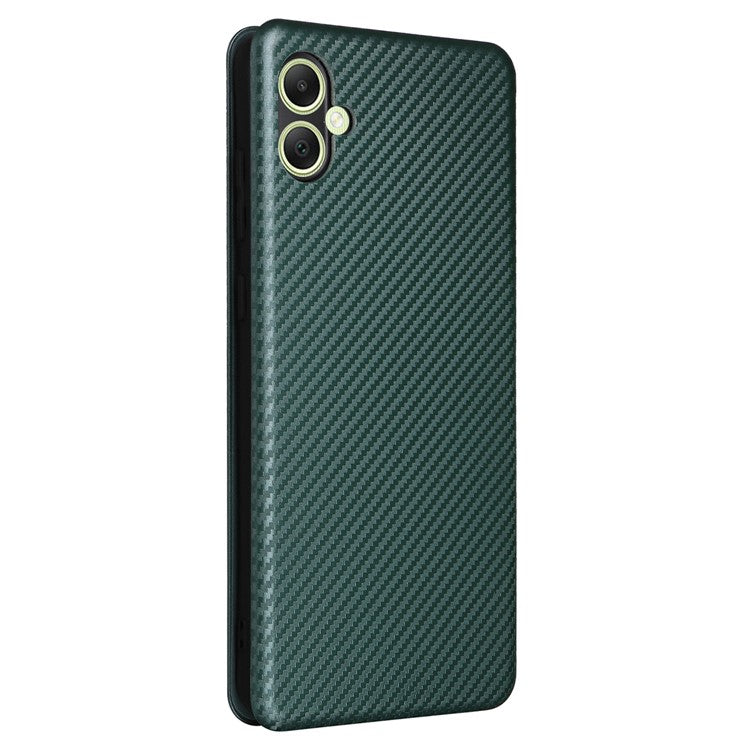 For Samsung Galaxy A05 4G Case Carbon Fiber Texture Leather Phone Cover - Green