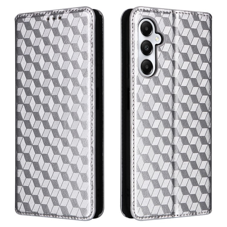 For Samsung Galaxy A05s 4G / M14 4G Case Magnetic Closing Leather Wallet Cover - Silver