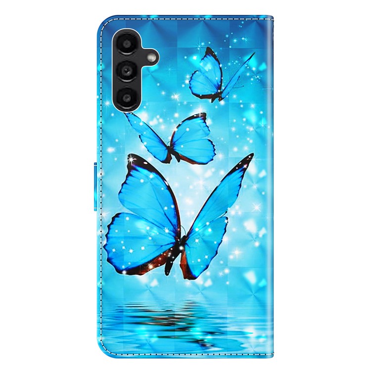 For Samsung Galaxy A15 4G Case 3D Pattern Print PU Leather Wallet Phone Cover - Blue Butterflies