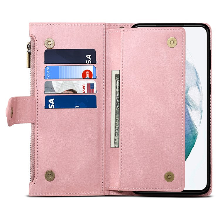 ESEBLE Star Series For Samsung Galaxy S24 Ultra Case Anti-drop Wallet Leather Phone Cover - Rose Gold