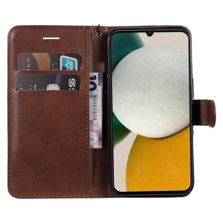 KT Leather Series-2 For Samsung Galaxy A05s 4G Case Wallet PU Leather Stand Mobile Phone Cover - Brown