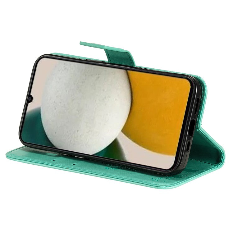 For Samsung Galaxy A05s 4G KT Imprinting Flower Series-3 Case Stand Leather Imprinted Cat Tree Phone Shell Wallet - Green
