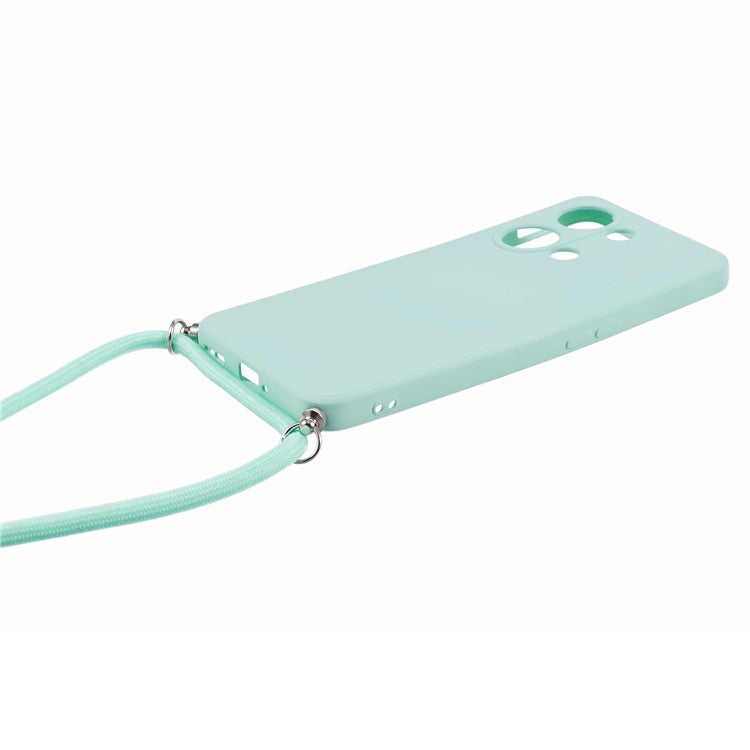 For OnePlus Ace 2V / Nord 3 5G Case TPU Fiber Lining Protective Phone Cover with Long Lanyard - Baby Blue