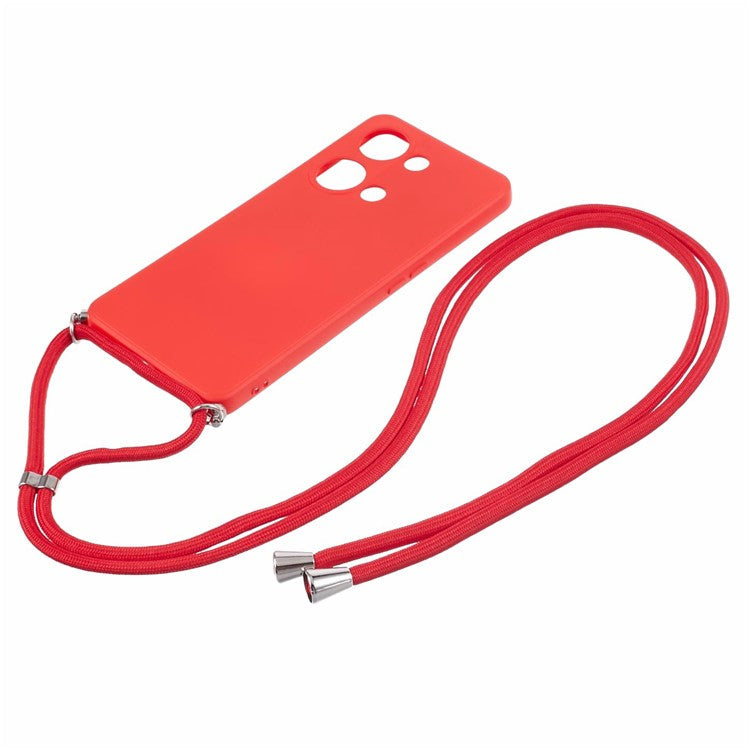 For OnePlus Ace 2V / Nord 3 5G Case TPU Fiber Lining Protective Phone Cover with Long Lanyard - Red