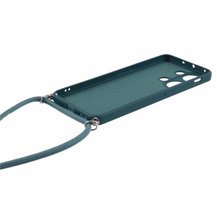 For OnePlus Ace 2V / Nord 3 5G Case TPU Fiber Lining Protective Phone Cover with Long Lanyard - Army Green