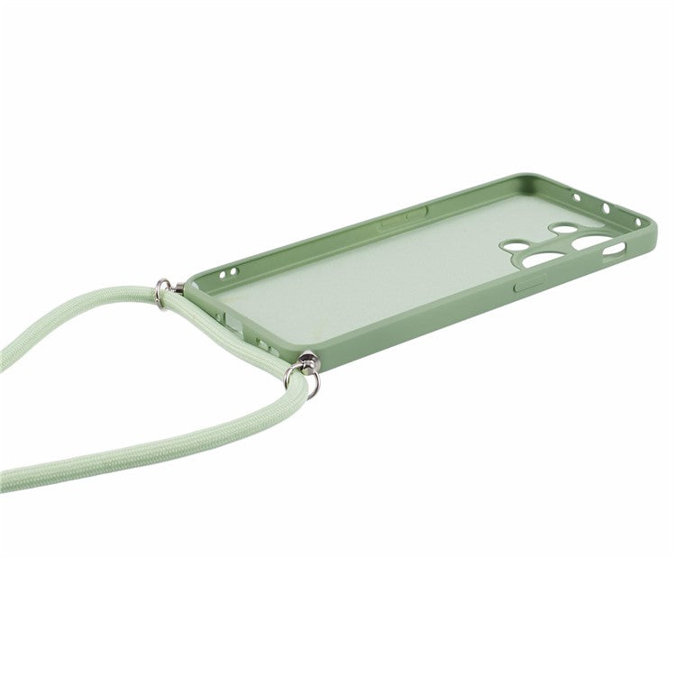 For OnePlus Ace 2V / Nord 3 5G Case TPU Fiber Lining Protective Phone Cover with Long Lanyard - Matcha Green