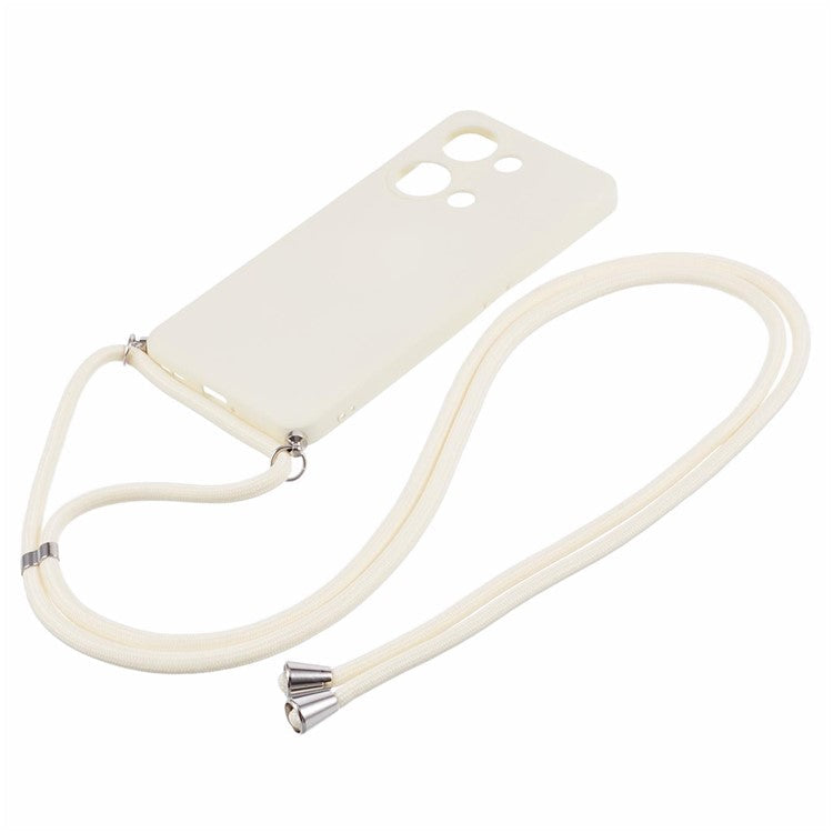 For OnePlus Ace 2V / Nord 3 5G Case TPU Fiber Lining Protective Phone Cover with Long Lanyard - White
