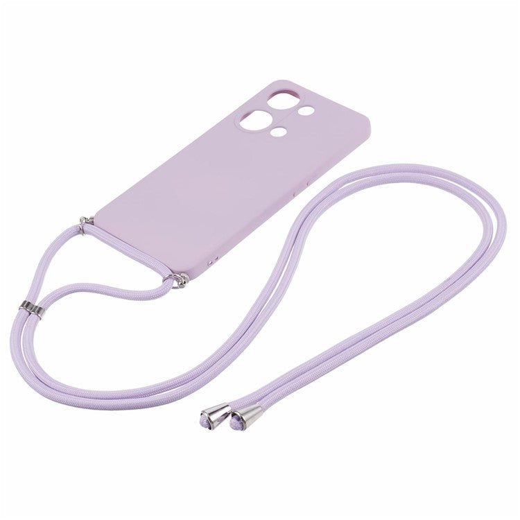 For OnePlus Ace 2V / Nord 3 5G Case TPU Fiber Lining Protective Phone Cover with Long Lanyard - Light Purple