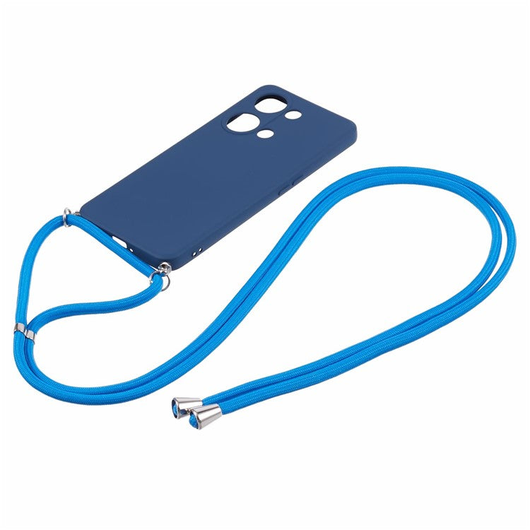 For OnePlus Ace 2V / Nord 3 5G Case TPU Fiber Lining Protective Phone Cover with Long Lanyard - Sapphire
