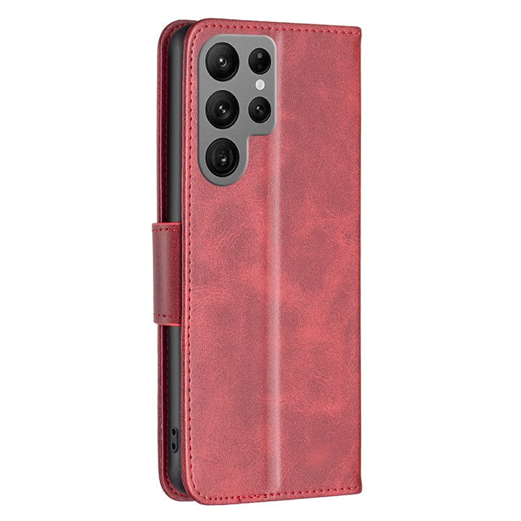 For Samsung Galaxy S24 Ultra Case Viewing Stand Cell Phone Shell PU Leather Wallet - Red