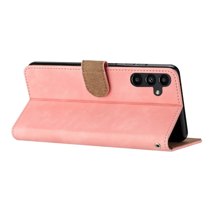 TPU+PU Leather Cover for Samsung Galaxy A15 5G Case Imprinted Butterfly Wallet Flip Stand Phone Shell - Pink