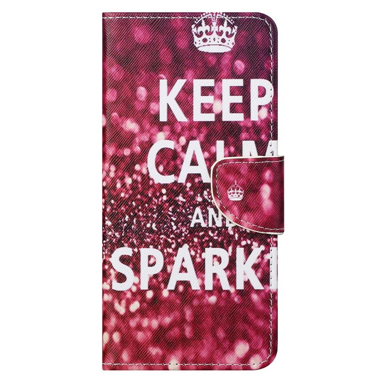 For Samsung Galaxy S24 Ultra Case Pattern Leather Flip Phone Cover - Keep Calm and Sparkle