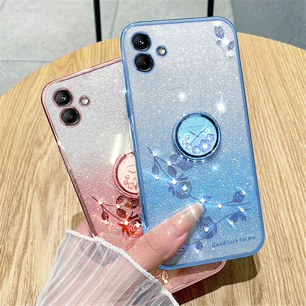 KADEM For Samsung Galaxy F14 5G / M14 5G TPU Case Glitter Cellphone Kickstand Cover - Blue