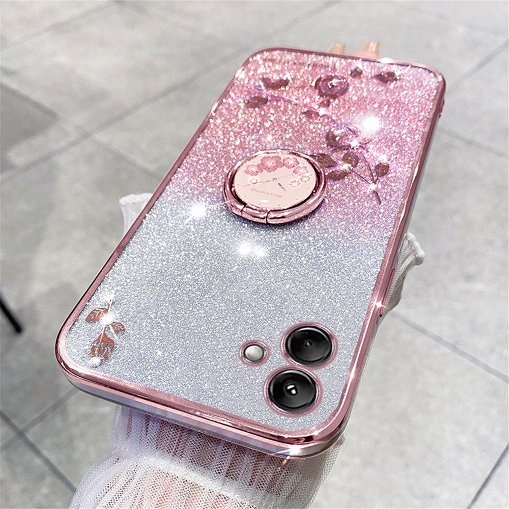 KADEM For Samsung Galaxy F14 5G / M14 5G TPU Case Glitter Cellphone Kickstand Cover - Rose Gold