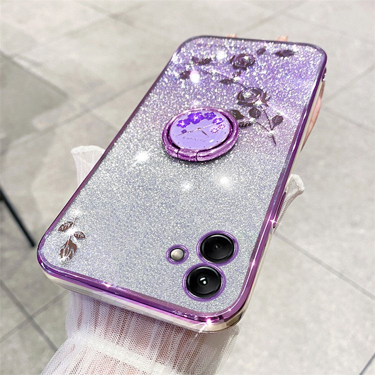 KADEM For Samsung Galaxy M13 5G / A04 4G (164.4 x 76.3 x 9.1mm) Cover Kickstand Glitter TPU Phone Case - Purple