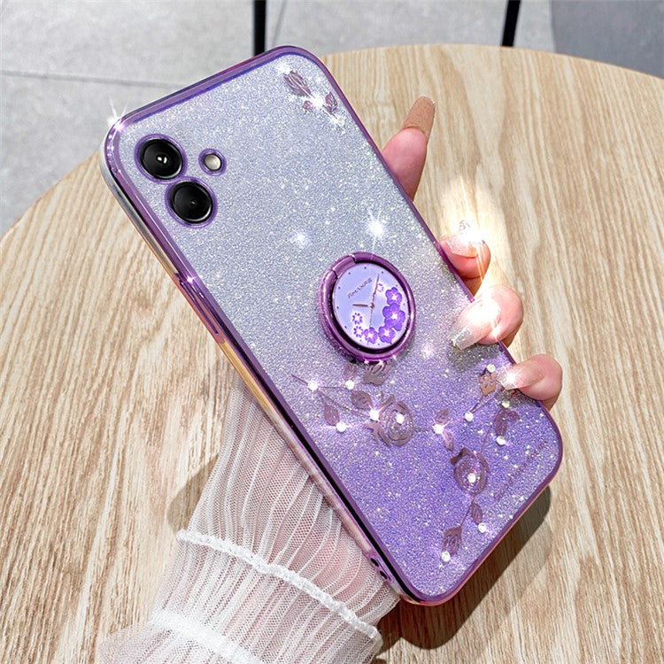 KADEM For Samsung Galaxy M13 5G / A04 4G (164.4 x 76.3 x 9.1mm) Cover Kickstand Glitter TPU Phone Case - Purple
