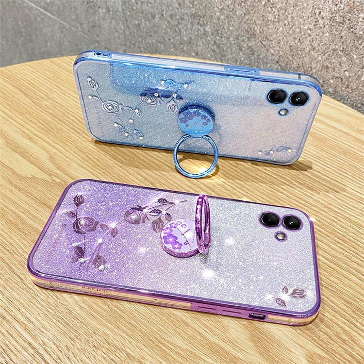 KADEM For Samsung Galaxy M13 5G / A04 4G (164.4 x 76.3 x 9.1mm) Cover Kickstand Glitter TPU Phone Case - Purple
