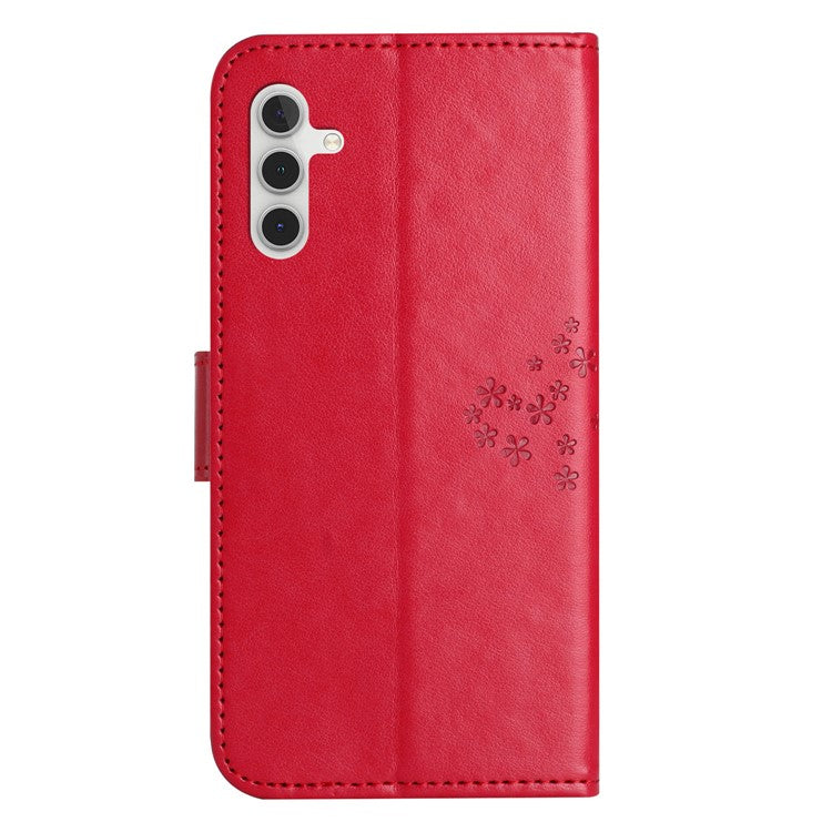 For Samsung Galaxy S24 Case Imprinted Leather Flip Stand Phone Cover with Wallet - Red
