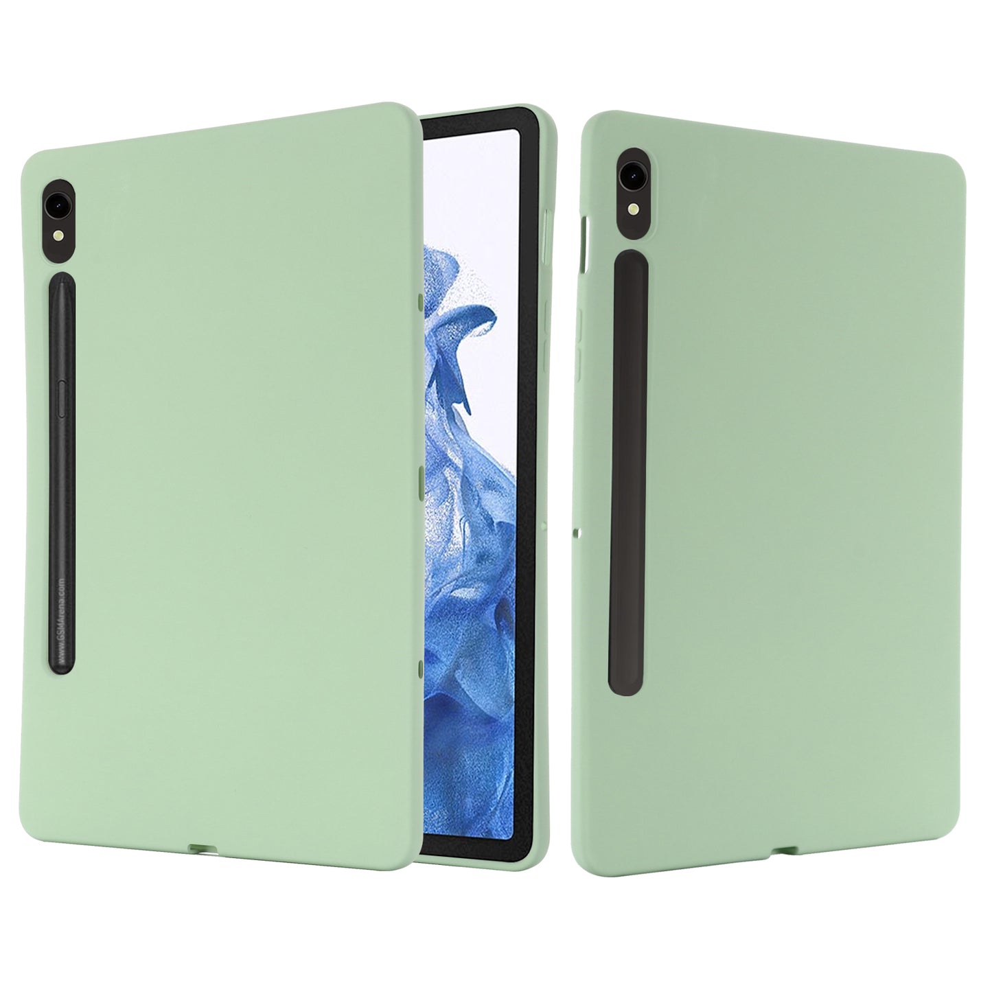 For Samsung Galaxy Tab S9 FE Case Microfiber Lining Liquid Silicone Cover - Green