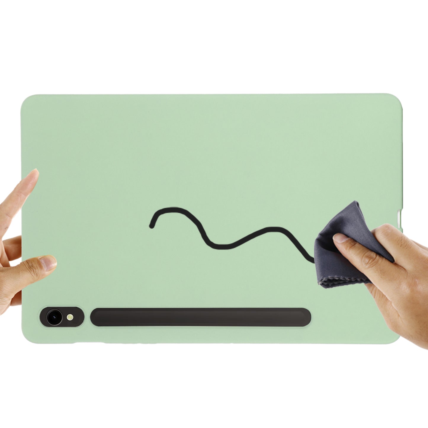 For Samsung Galaxy Tab S9 FE Case Microfiber Lining Liquid Silicone Cover - Green