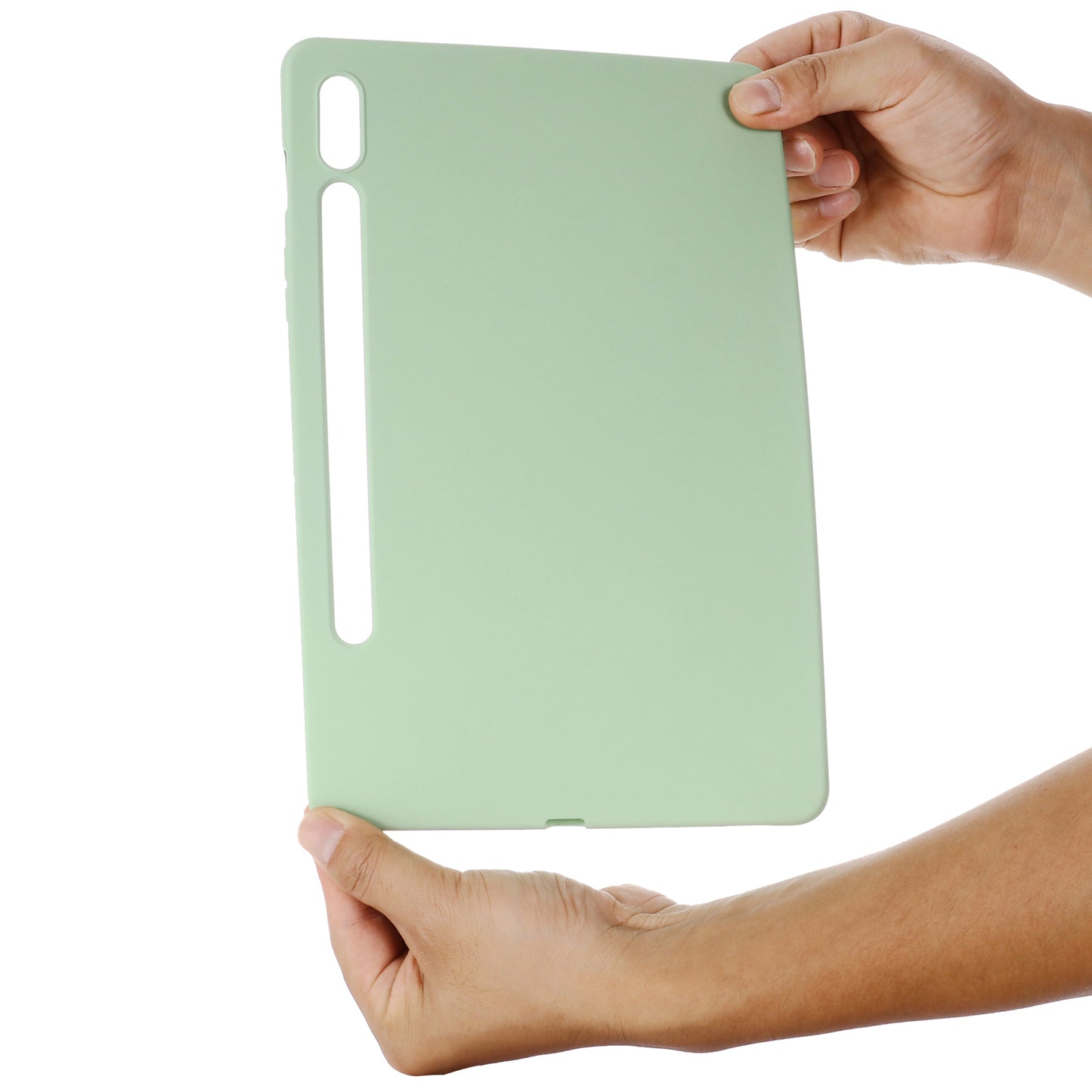 For Samsung Galaxy Tab S9 FE Case Microfiber Lining Liquid Silicone Cover - Green