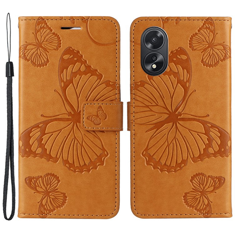 KT Imprinting Flower Series-2 For Oppo A38 4G Cover PU Leather Imprinted Phone Case - Yellow