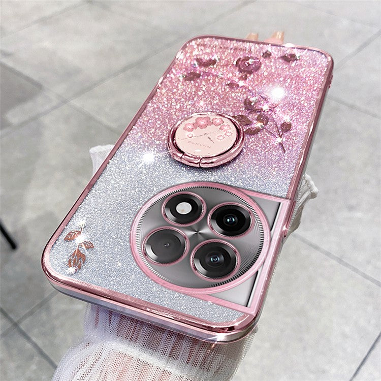 KADEM Kickstand Cover For OnePlus 11 Pro 5G / 11 5G Case Glitter Powder TPU Phone Shell - Rose Gold