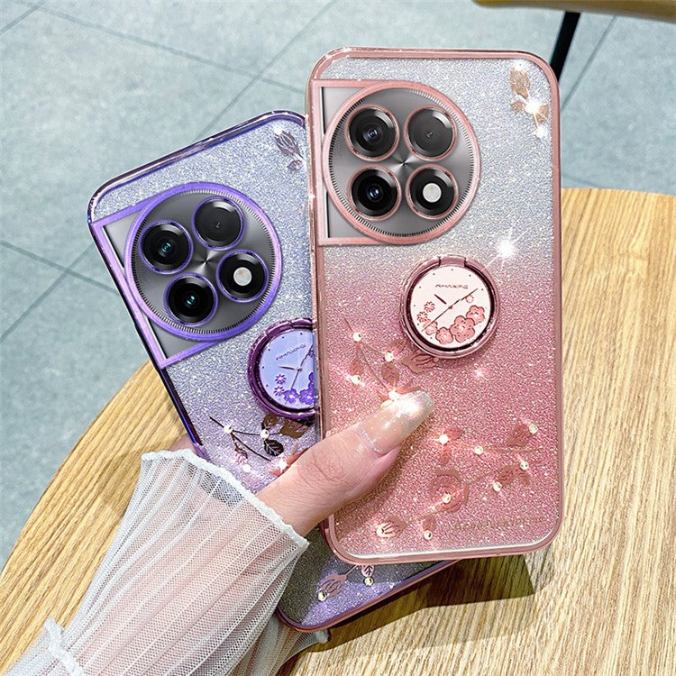 KADEM Kickstand Cover For OnePlus 11 Pro 5G / 11 5G Case Glitter Powder TPU Phone Shell - Rose Gold