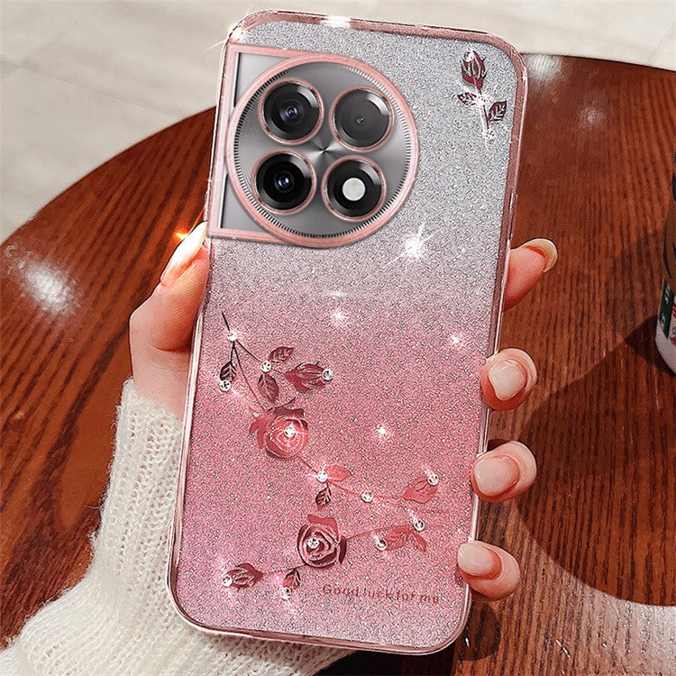 KADEM For OnePlus 11 5G / 11 Pro 5G Case Slim-Fit Flower Decor Mobile Phone Shell - Rose Gold