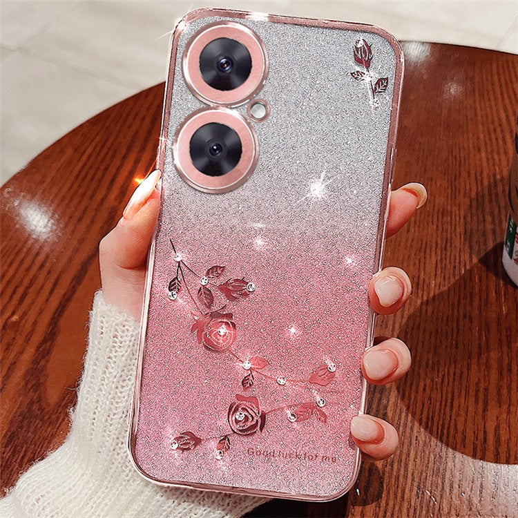KADEM For Oppo K11 5G / OnePlus Nord CE3 5G Case Shockproof Shell Rhinestone Phone Cover - Rose Gold