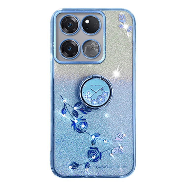 KADEM For OnePlus 10T 5G / Ace Pro 5G Case Flexible TPU Shell Ring Kickstand Phone Cover - Blue