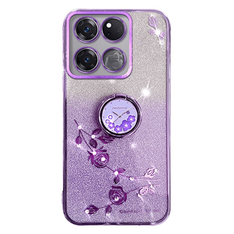 KADEM For OnePlus 10T 5G / Ace Pro 5G Case Flexible TPU Shell Ring Kickstand Phone Cover - Purple