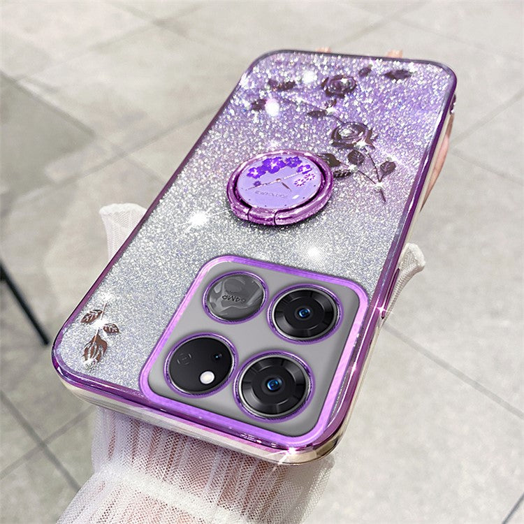 KADEM For OnePlus 10T 5G / Ace Pro 5G Case Flexible TPU Shell Ring Kickstand Phone Cover - Purple