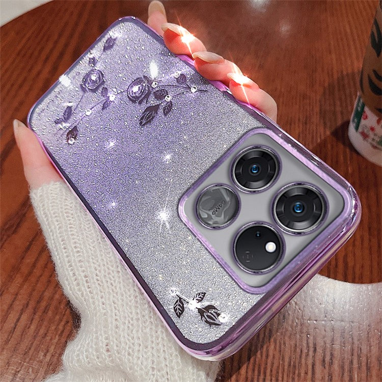 KADEM Phone Case For OnePlus 10T 5G / Ace Pro 5G Phone Shell Flower Decor Cover - Purple