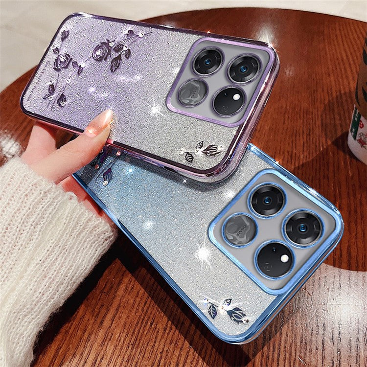 KADEM For OnePlus 10T 5G / Ace Pro 5G Case Shiny Rhinestone TPU Phone Cover with Strap - Purple